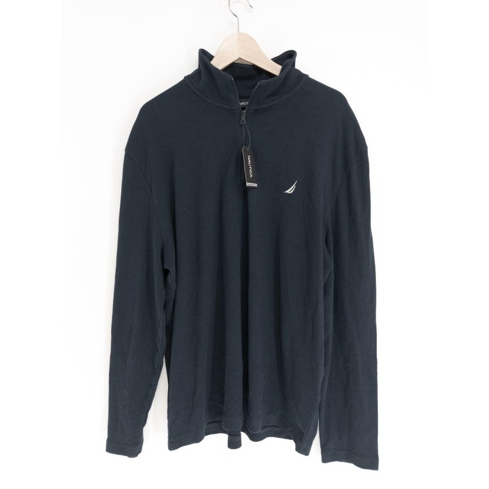 Nautica Men's 1/4 Zip Navy Blue Cotton Pullover